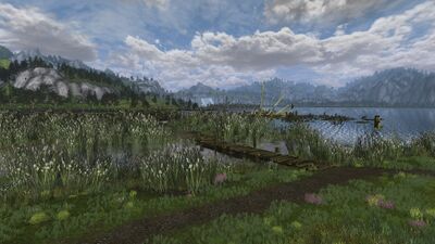 As it enters the Dale-lands proper, the river is crossed by a bridge leading north towards Erebor and south to the Fields of Celduin. The river then finally ends as it feeds into Long Lake.