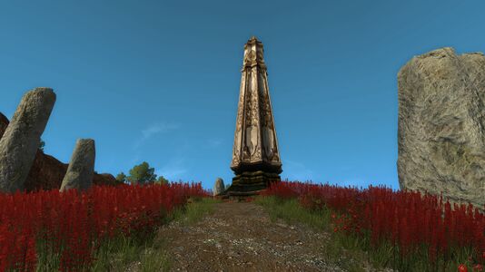 Towering monument atop the barrows
