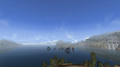 View from Tol Falthui across the bay towards Dol Amroth.
