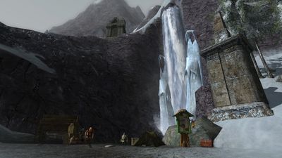 Half-frozen falls at the dwarf camp