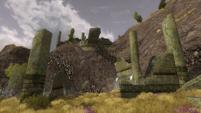 Web encased ruins of lower Amon Ros