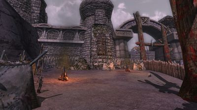 The western orc camp makes use of Fornost's walls to provide fortification