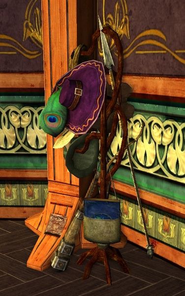 Bingo's Hatrack with hats from The Shire, Bree-land, Lone-Lands, Misty Mountains, Moria, Caras Galadhon, Mirkwood and The Great River