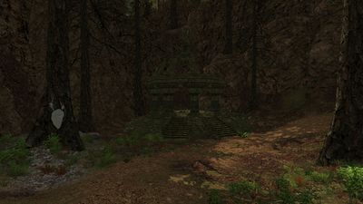 A ruined, stone gazebo in the vales