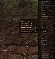 The Combat Window right-click pop-up default filter selection