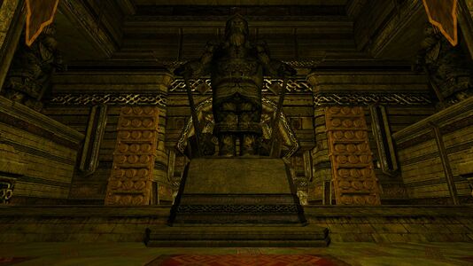 Dwarven statues tower over the arena
