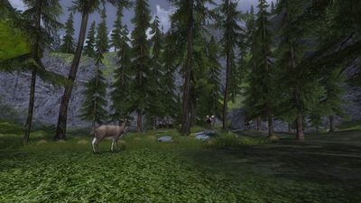 Snowy glade with a herd of moose near Forochel
