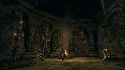 Creepy totems line the chamber walls