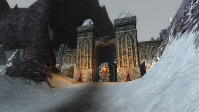 The south gate, guarded by a giant among dwarves