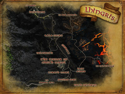 Map of Lhingris and Cirith Ungol