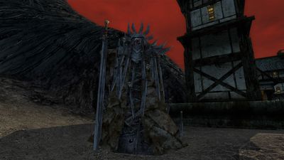 An idol to the Witch-king just outside of the town