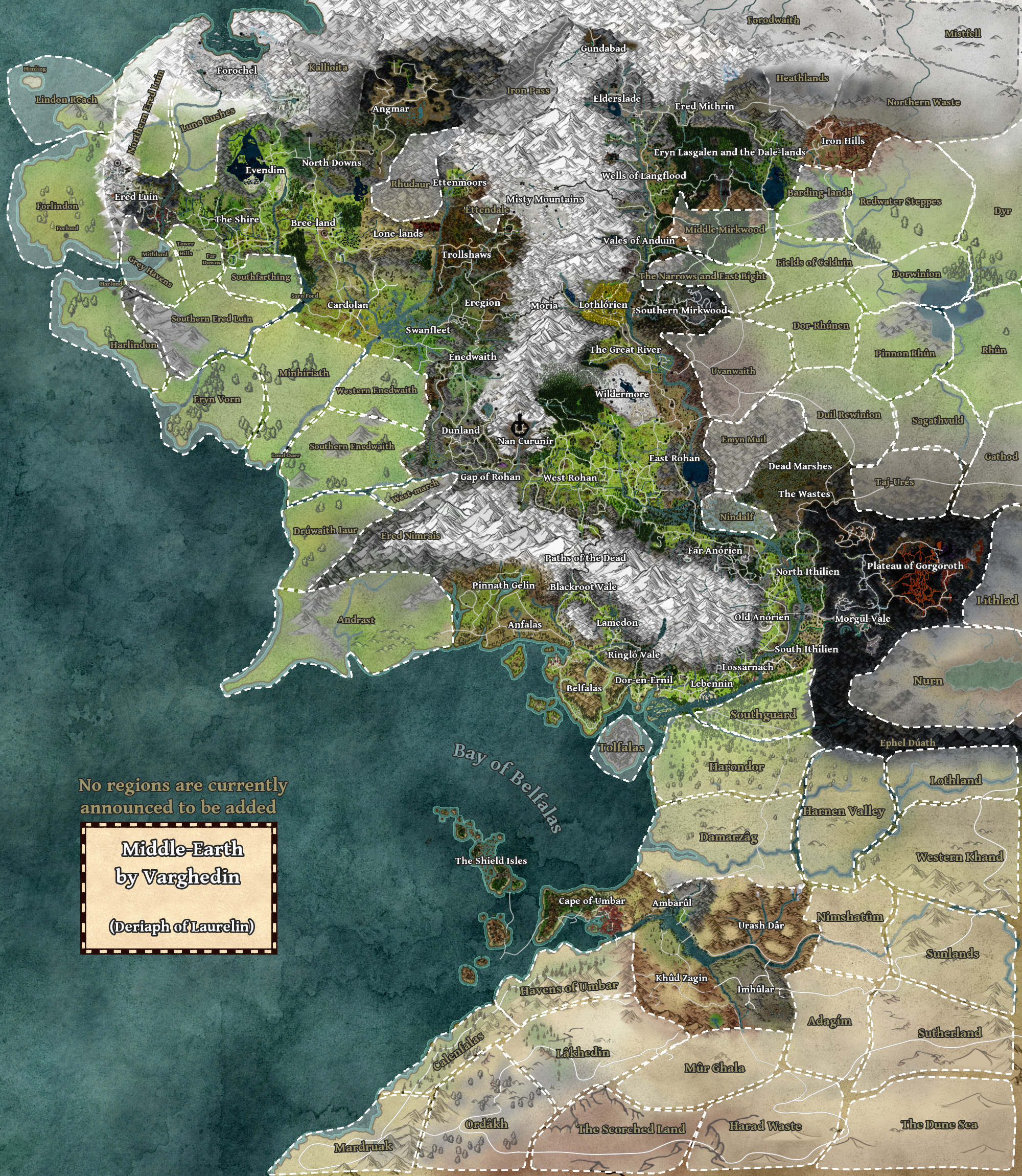 Map of Middle Earth, Fangorn, Gondor, Isengard, Mines of Mo…