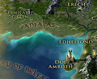 Pinnath Gelin on the in-game Gondor map