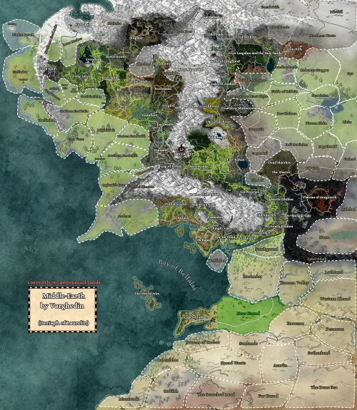 Implemented lands in white, future lands in green, and unnanounced lands in grey