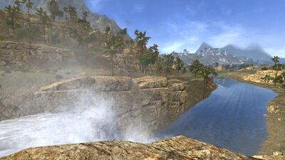 A quick drop forms the river's first rapids, which is what gives it its name.