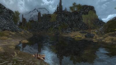 A second ford crosses the river, part of the road leading west to Angmar and east to the Sea of Rhûn.