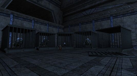Auroch cages in a corner of The Great Hall