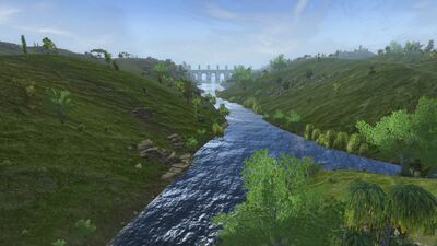 Another branch of the Sword River joins it as it heads into its last course.