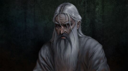 Concept art of Saruman. This image was used as reference material by TIGAR HARE Studios, who created the cinematic trailer.