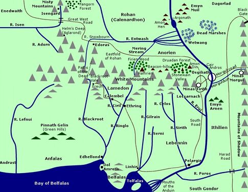 Pinnath Gelin on a Gondor map
