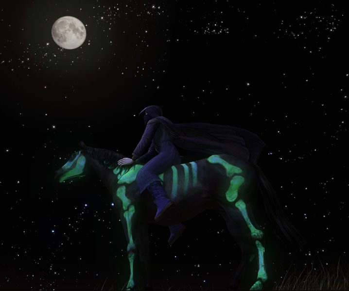 File:Green Painted Skeleton Horse (night).jpg