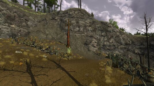 Orcish barricades set up in the pass