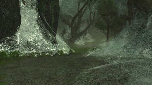 Webs completely encase the surrounding forest