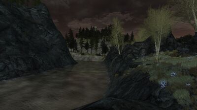 Passing out of the Morgul Vale and into South Ithilien, the Morgulduin's riverbed is dotted with corrupted blooms that help spread its poison vapors.