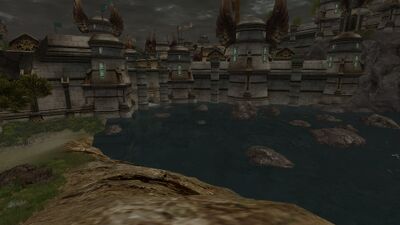 Passing through culverts and canals, the joined rivers finally enter the ocean in the Bay of Belfalas.