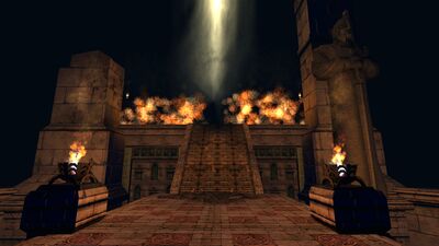 A wall of fire must be overcome to enter the deepest parts of the tomb