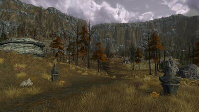 Statues line the road to Angmar