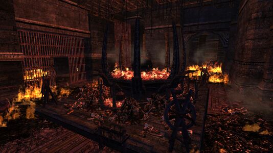 The lower level aflame