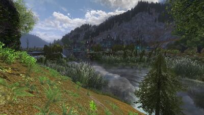 Here, the Forest River continues on towards the elven township of Loeglond.