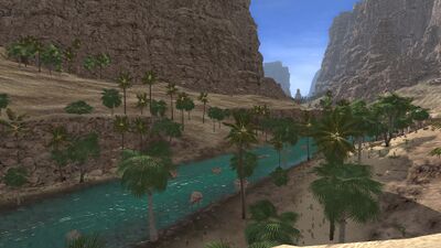The waters of the river feed plenty of plant life.