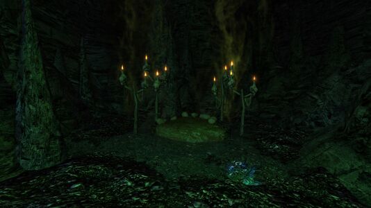 Grim altar in the depths of the tunnels
