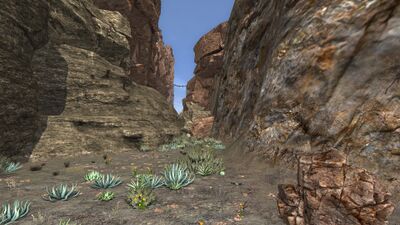 The Agâl's upper stretch once ran through this deep canyon below Emax Dûl.