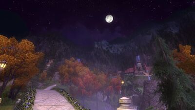 Moonrise over Rivendell from the southern side of the bridge