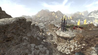 The dessicated riverbed then flows out onto the open hills of An Shêru.