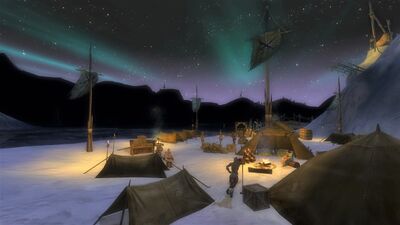 Starry night sky over the camp