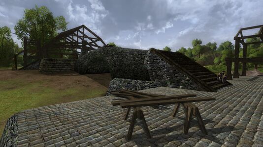 Bridge between buildings at the work site