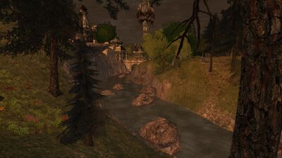 Further west, the river passes beneath Barad Nemorn. Even away from the vale, the river is still toxic to the touch.