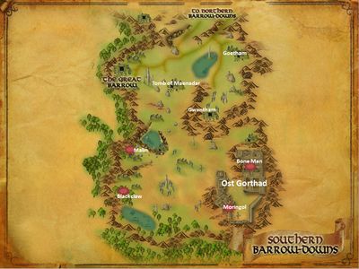 Map of Southern Barrow-downs Named Creatures and Locations