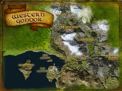 Topographic map of Western Gondor
