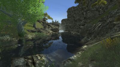 After a short stretch of river, the Glindim plummets into its first waterfall.