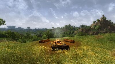 Campfire overlook on the edge of the fields