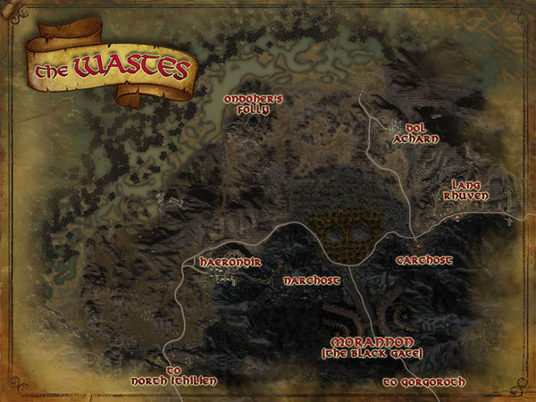 Map of the Wastes and part of Cirith Gorgor