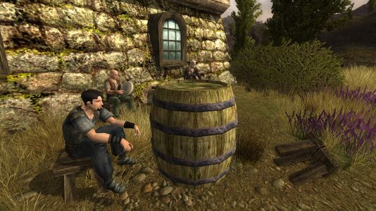 Vagabonds passing the time outside the inn