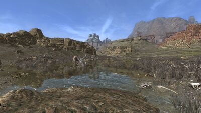 Depiste the critically low water-levels, the Agâl's features still dominate the landscape of Idagâl.