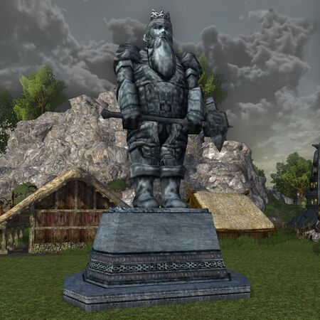 grumpy dwarf statue