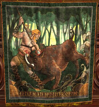 Folca's final hunt, depicted in a tapestry